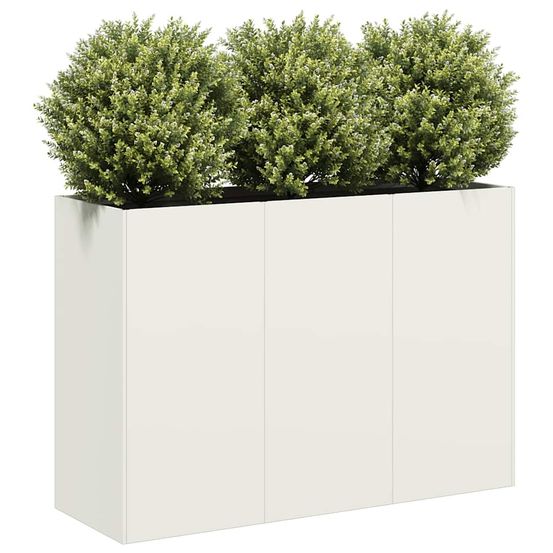Jardinière haute rectangulaire en acier laminé à froid stable pour séparation de terrasse blanc 120x40x80cm