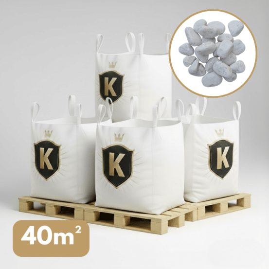 Galet marbre blanc 40/60 mm – pack 4 big bag +/- 1,5t – 40 m²