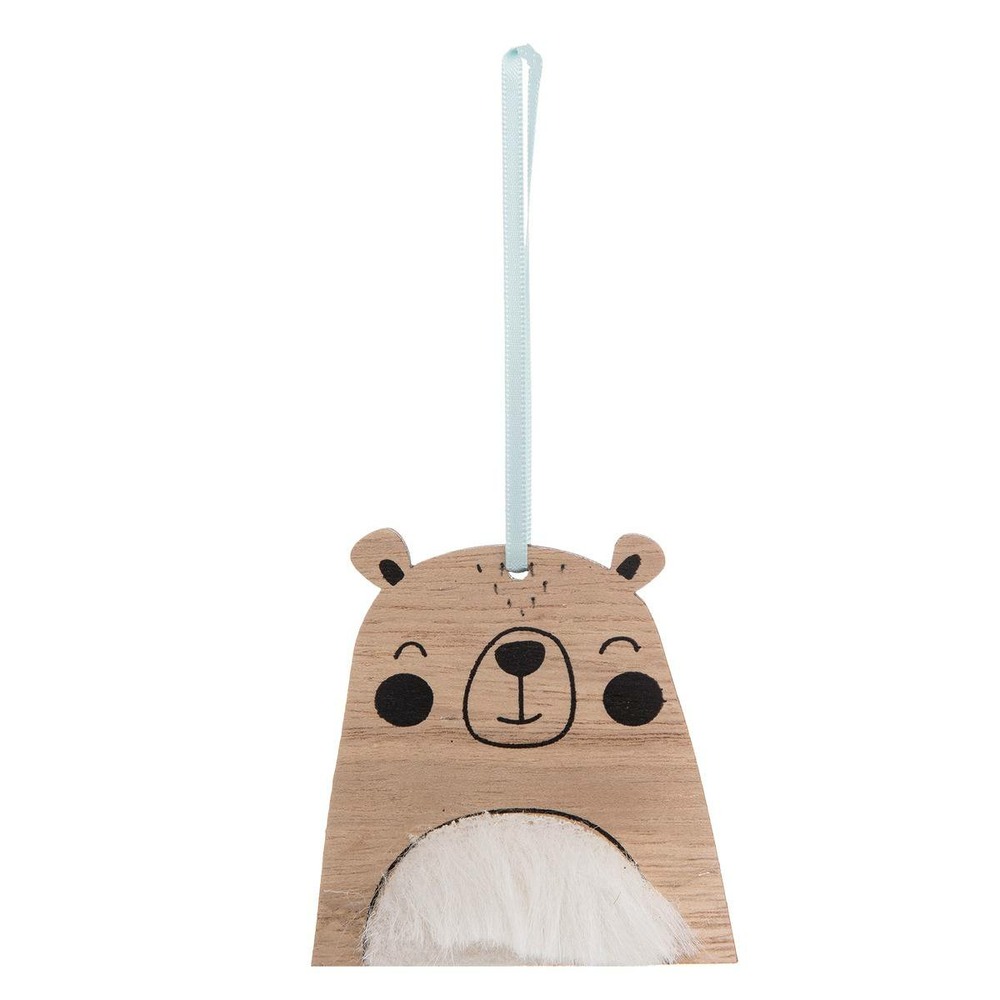 Sujet de noël bois ours fourrure 10,5 cm