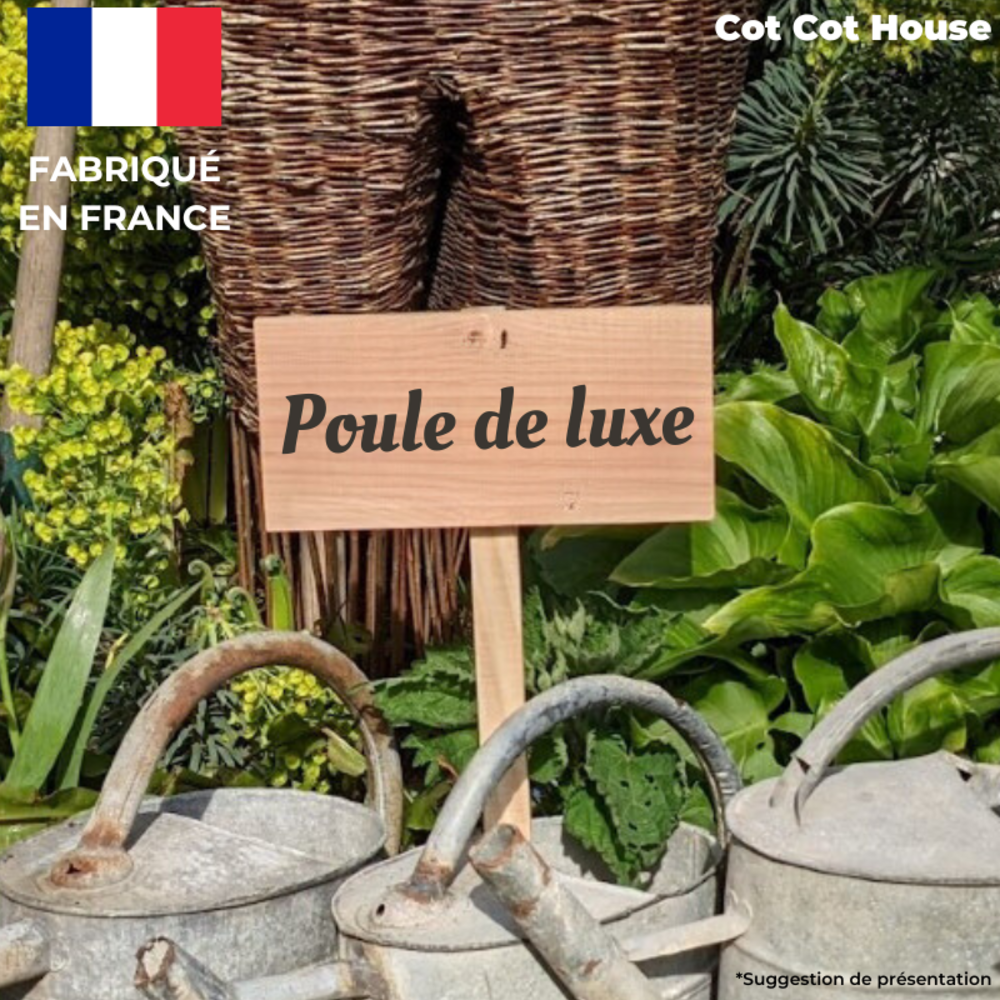 Pancarte en bois gravée extérieur déco - 13 - « poules de luxe ! »
