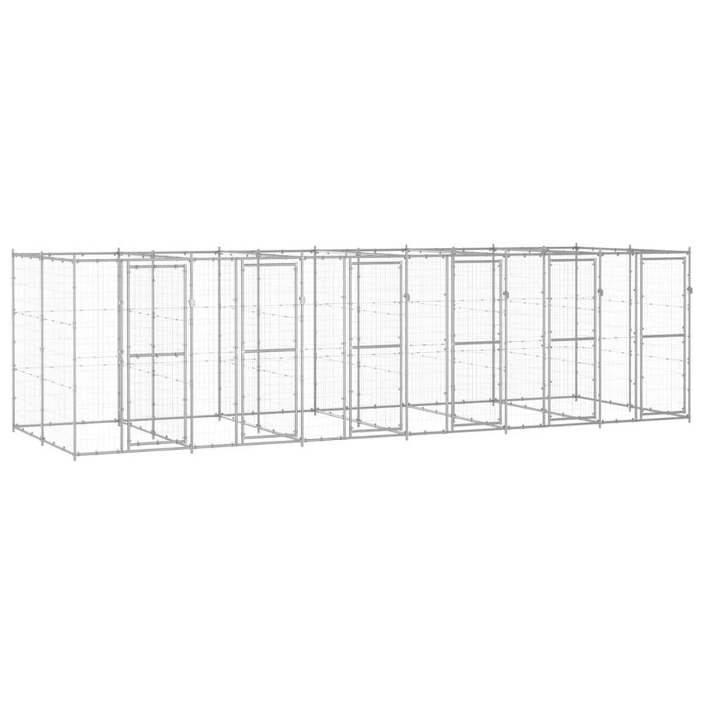 Chenil extérieur cage enclos parc animaux chien extérieur acier galvanisé 14,52 m²