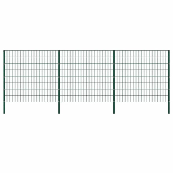 Panneau de clôture avec poteaux en fer 522 x 160 cm vert