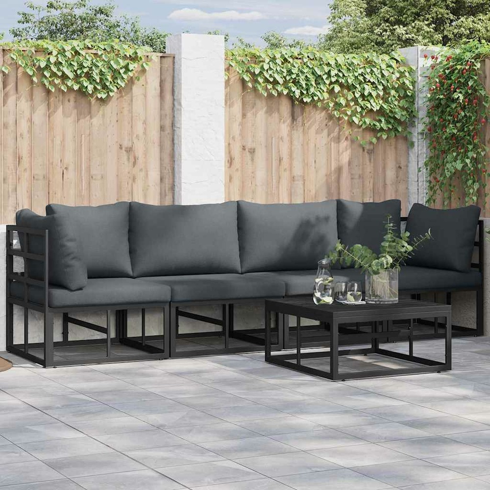 Ensemble de canapé de jardin 4 pcs noir métal