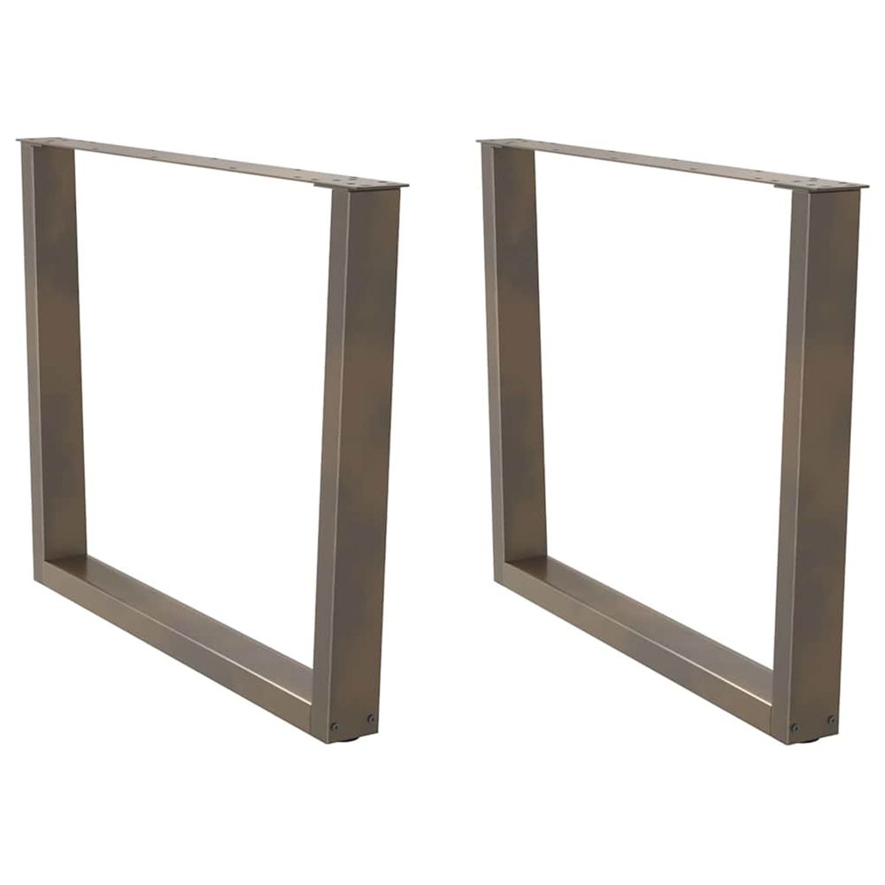 Pieds de table à manger en forme de v, 2 pièces, acier naturel, 100 x (72-73,3) cm