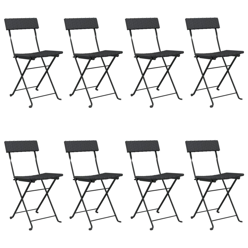 Chaises de bistrot pliantes lot de 8 noir résine tressée acier