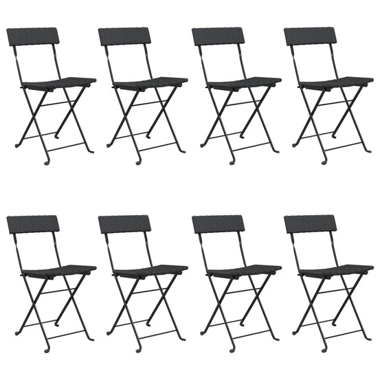 Chaises de bistrot pliantes lot de 8 noir résine tressée acier