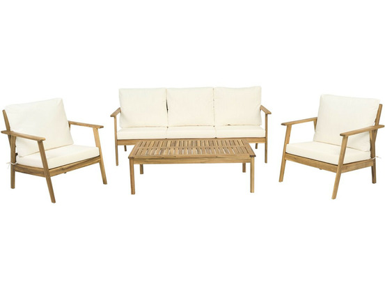 Salon de jardin en bois d'acacia avec coussins