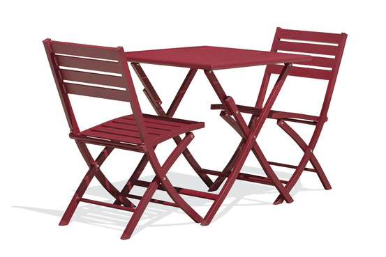 Ensemble repas marius 70 cm 2 places en aluminium rouge carmin