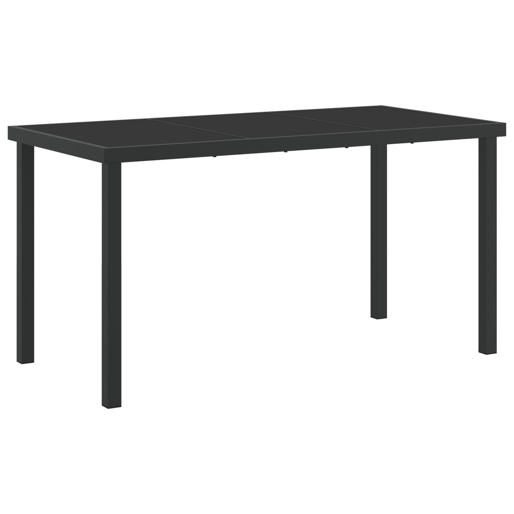 Table de jardin noire 140x80x73 cm en verre trempé