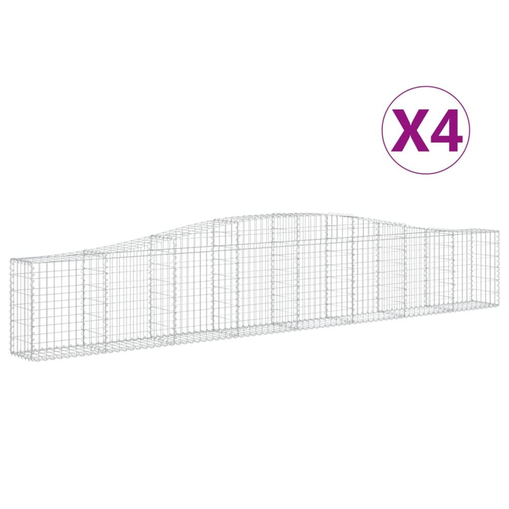 Paniers à gabions arqués 4 pcs 400x30x60/80 cm fer galvanisé
