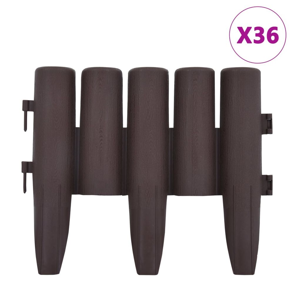 Bordures de pelouse 36 pcs marron 10 m pp