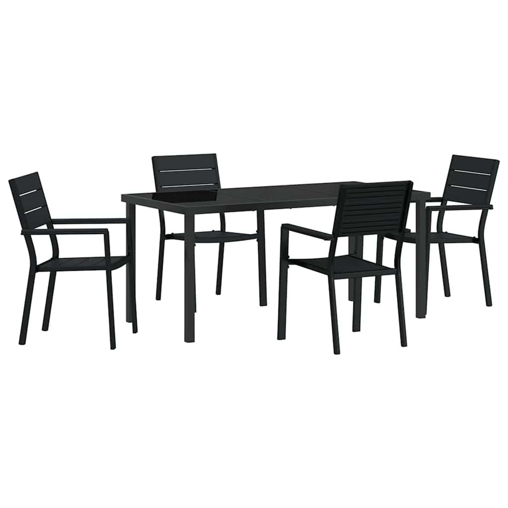 Ensemble de salle à manger pour jardin 5 pcs noir