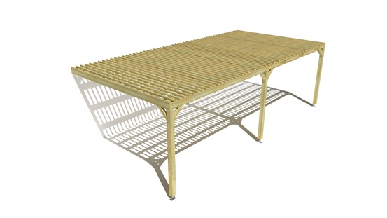 Pergola bois • 8m x 4m • adossée • sens largeur • lattage bois • livraison comprise