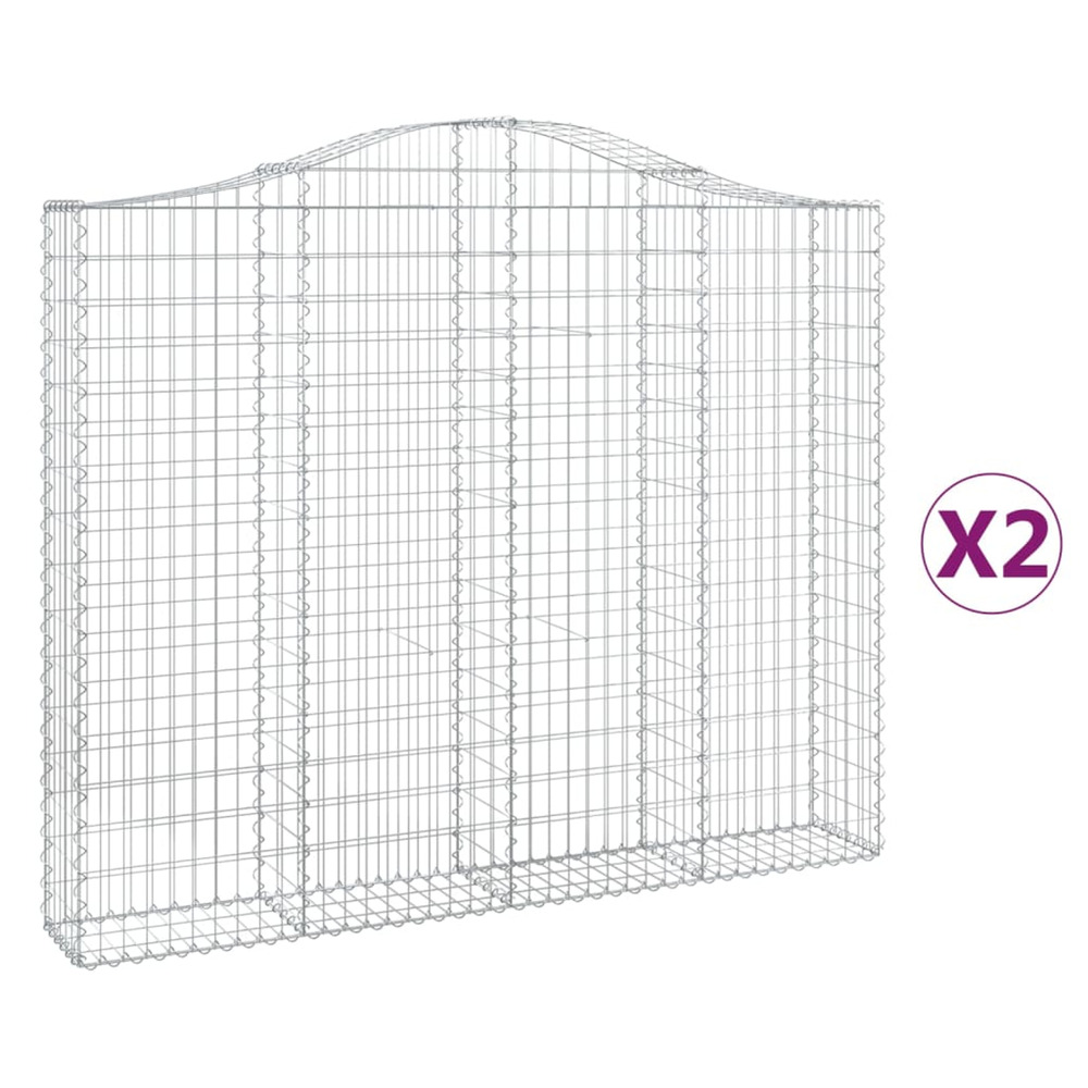 Paniers à gabions arqués 2 pcs 200x30x160/180 cm fer galvanisé