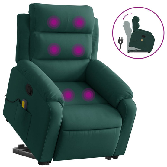 Fauteuil de massage inclinable vert foncé velours