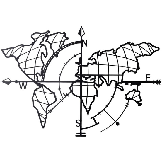 Décoration murale lumineuse en métal map