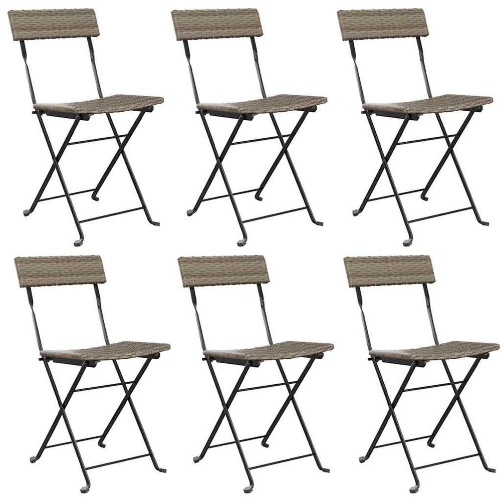 Chaises pliantes 6 pièces en polyrotin gris et acier