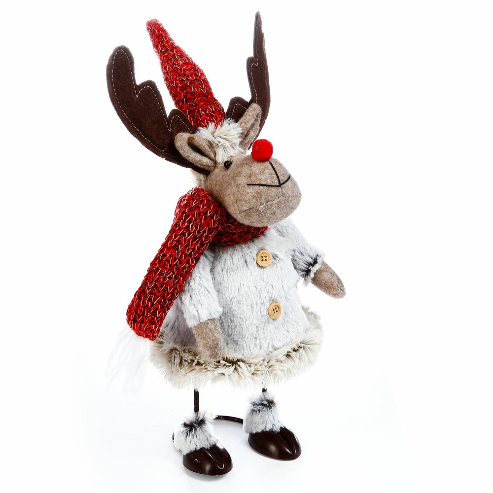 Décoration de noël comptoir renne - h. 35 cm - rouge