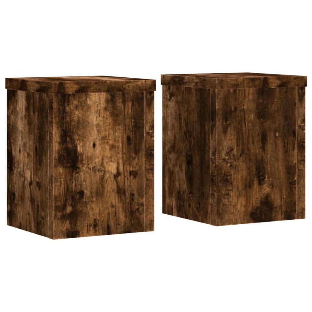 Support de plante 2 pièces chêne fumé 15 x 15 x 20 cm