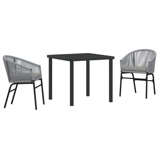 Ensemble de salle à manger pour jardin 3 pcs anthracite