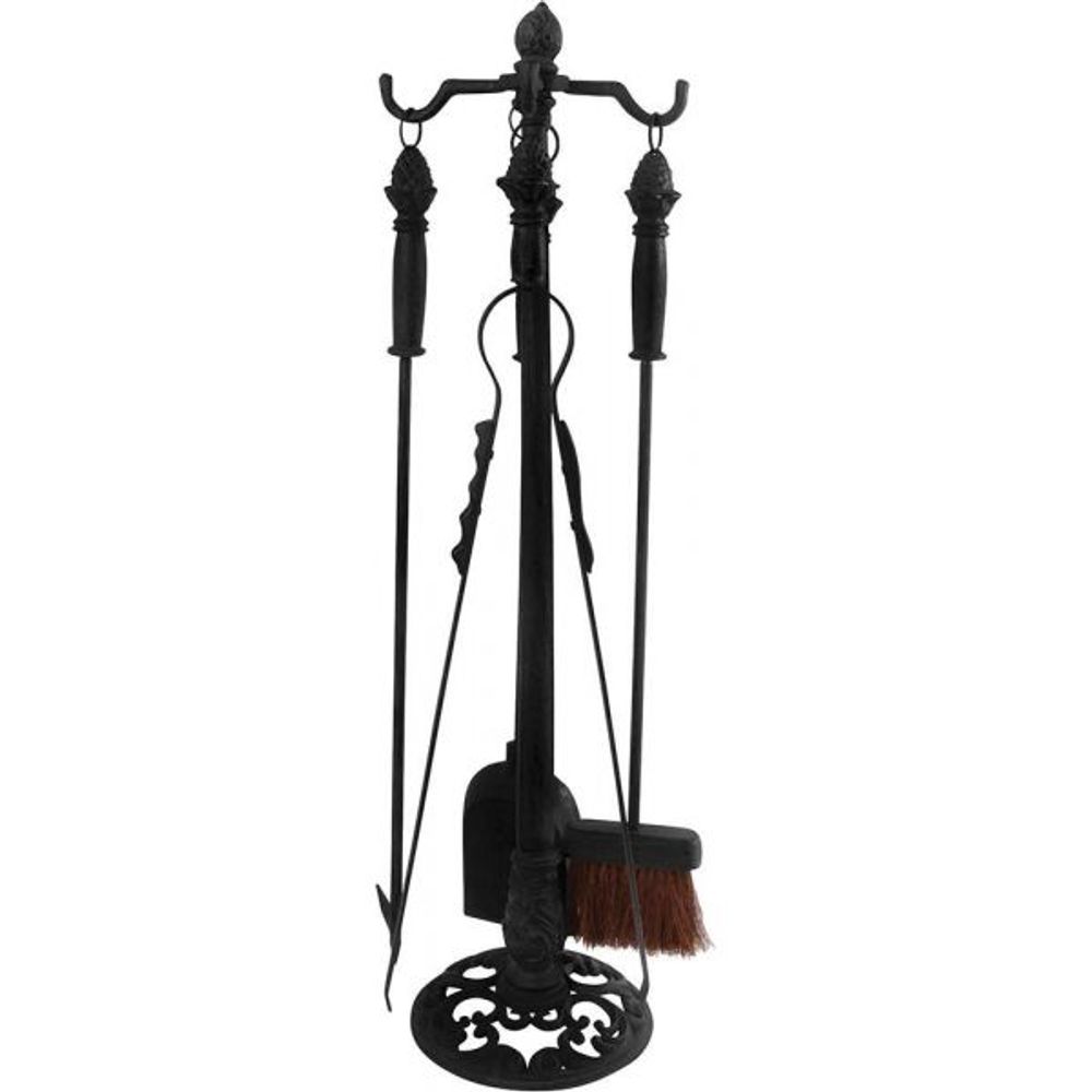 Set 4 accessoires de cheminée en fonte