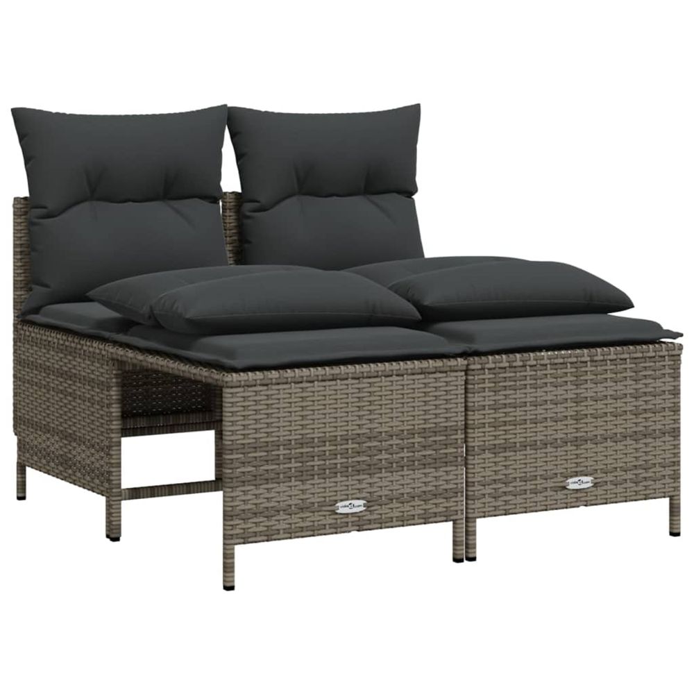 Salon de jardin 4 pcs avec coussins gris résine tressée