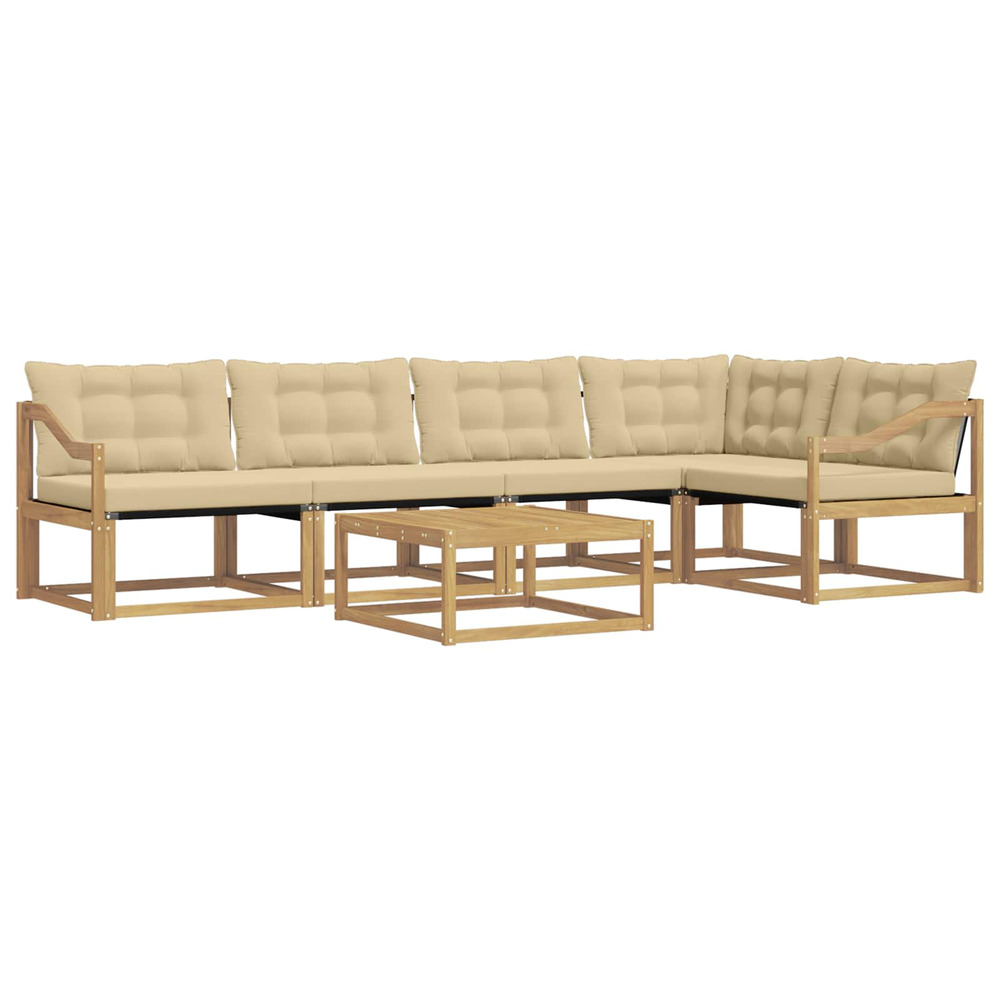 Ensemble de canapés d'extérieur 6 pcs blanc et beige