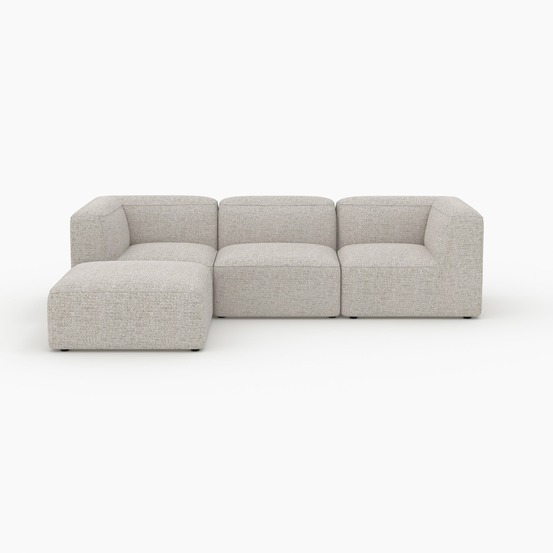 Hestia-canapé modulable en tissu beige 3 places avec pouf