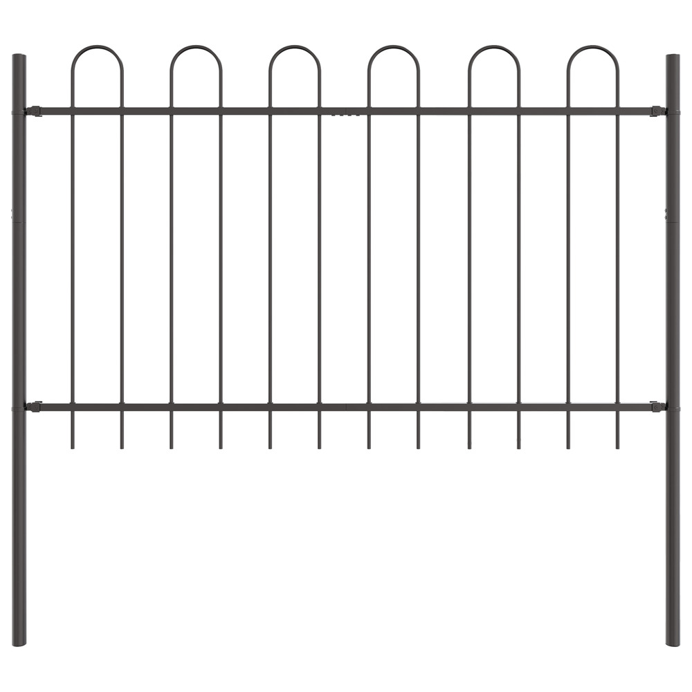 Clôture de jardin avec haut en hoop gris 1,7x0,8 m acier