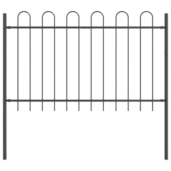 Clôture de jardin avec haut en hoop gris 1,7x0,8 m acier