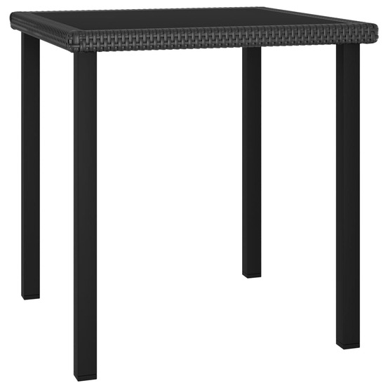 Table à dîner de jardin noir 70x70x73 cm résine tressée
