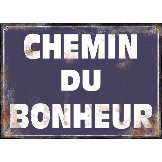 Plaque en métal humour 21 x 15 cm chemin du bonheur