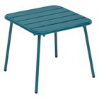 Table basse de jardin carrée "phuket" bleu canard en acier traité en époxy