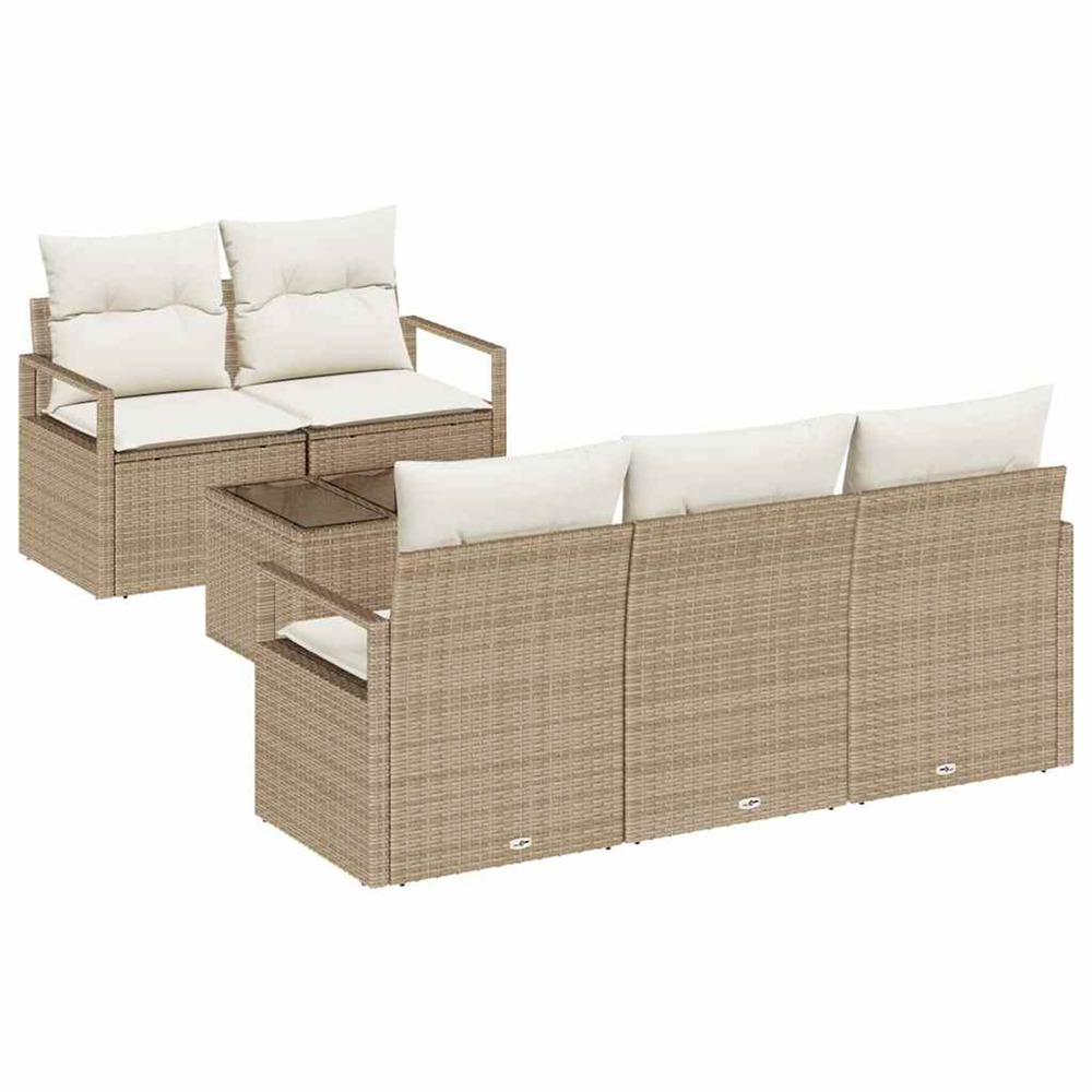 Ensemble de canapés avec coussin 6 pcs beige et crème polyrotin