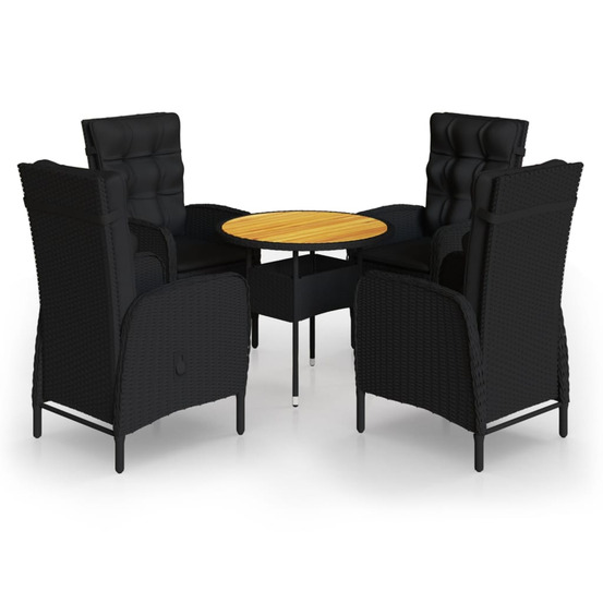 Ensemble de bistro de jardin 5 pcs résine tressée noir