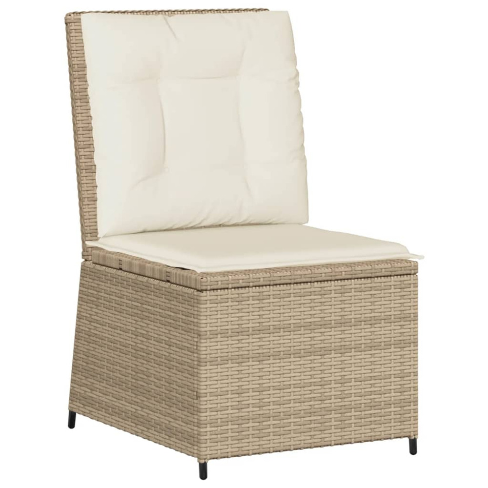 Canapé inclinable de jardin avec coussins beige résine tressée