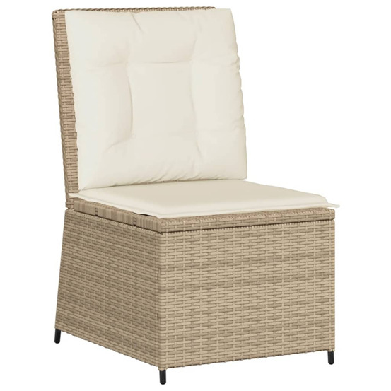 Canapé inclinable de jardin avec coussins beige résine tressée