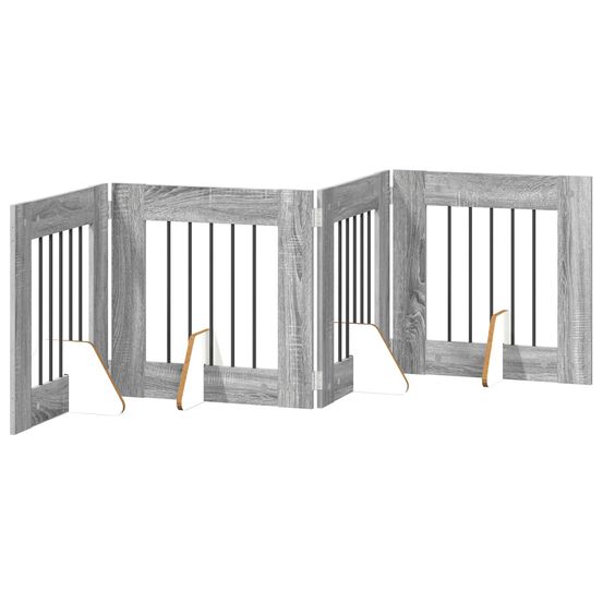 Porte de chien pliable avec supports 4 pc sonoma gris 241 cm