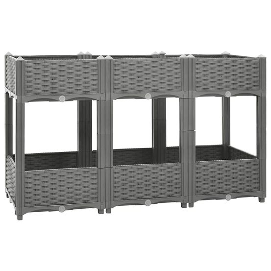 Jardinière haute sur pieds 120cm en pp effet rotin pour balcon gris