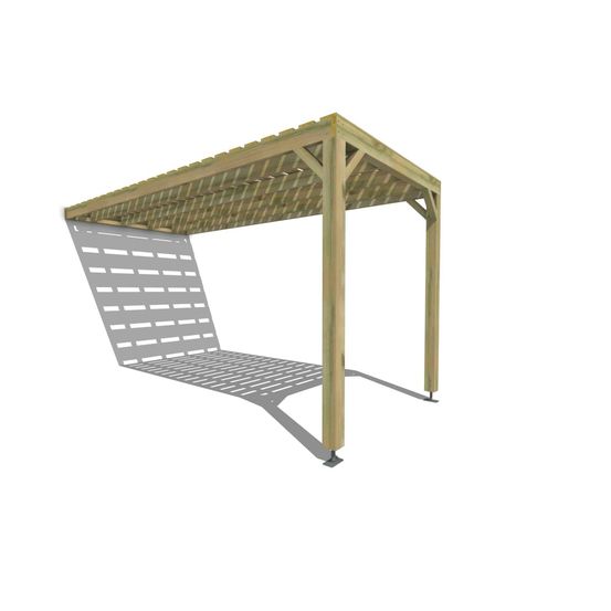 Pergola bois • 2m x 5m • adossée • sens profondeur • platelage bois • livraison comprise