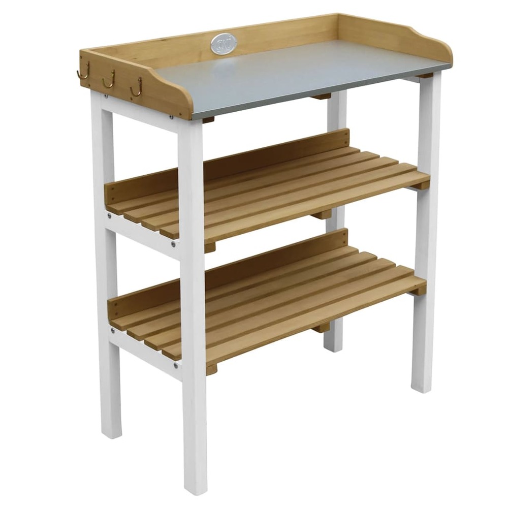 Table de rempotage avec 2 étagères de rangement marron et blanc
