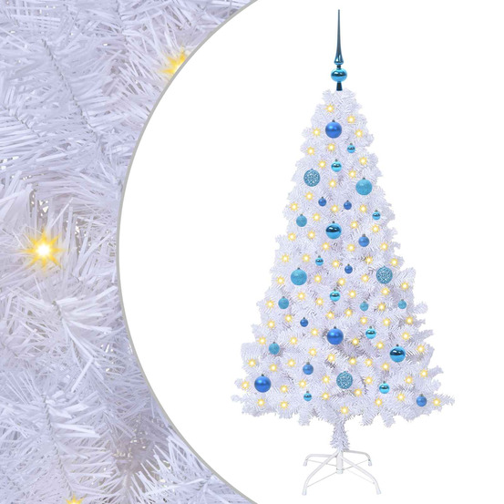 Sapin de noël artificiel avec 150 led blanc 150 cm pvc et acier
