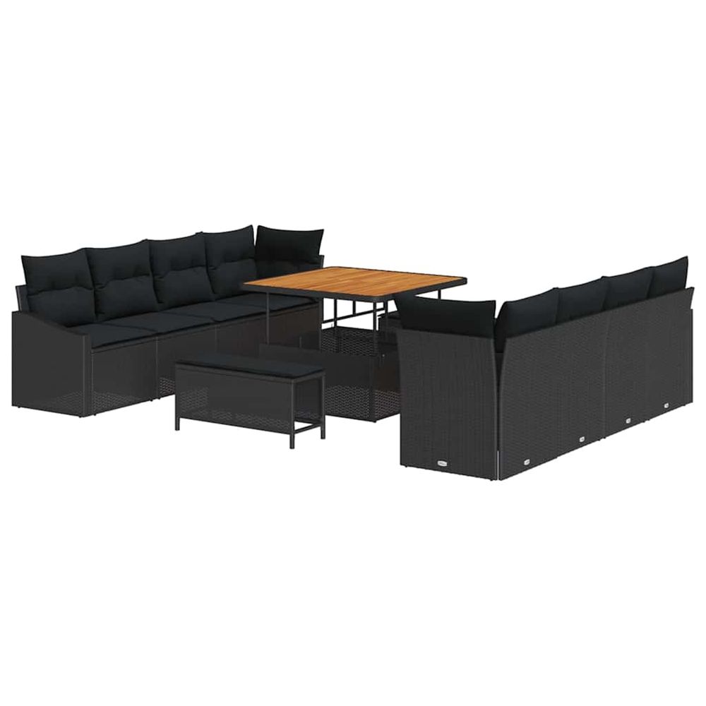 Ensemble de canapé de jardin 11 pc noir polyrotin