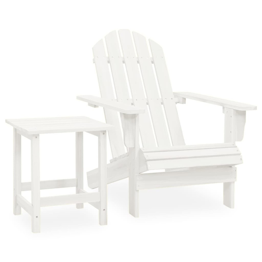 Chaise de jardin adirondack avec table bois de sapin blanc