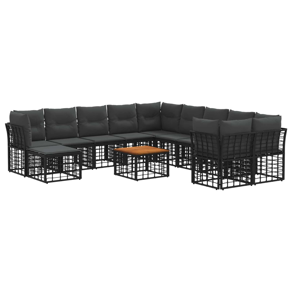 Ensemble de canapés d'extérieur 12 pcs noir et gris foncé