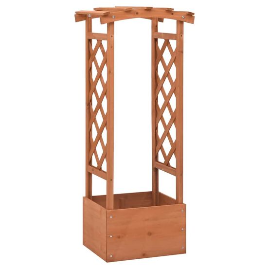 Jardinière en bois de sapin avec arche et treillis pour plantes grimpantes jardin brun