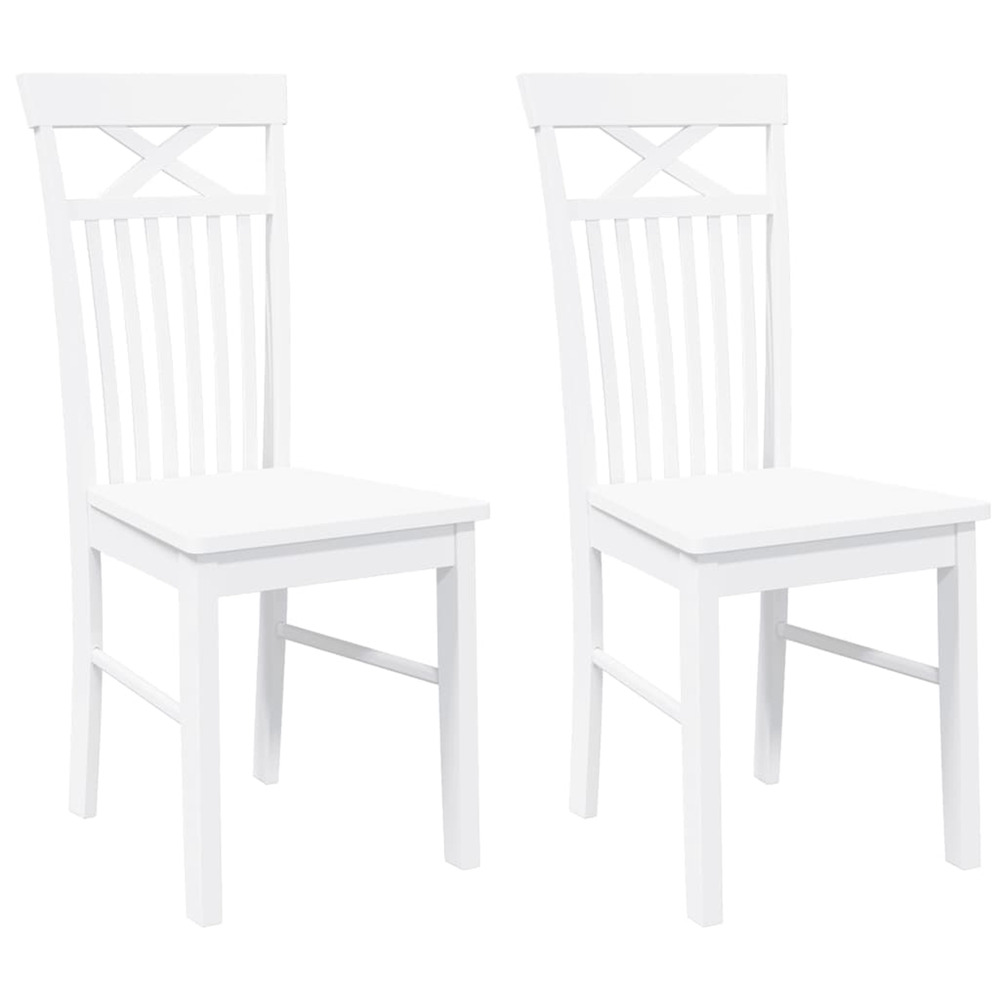 Chaises à manger 2 pcs blanc bois massif caoutchouc