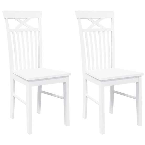 Chaises à manger 2 pcs blanc bois massif caoutchouc