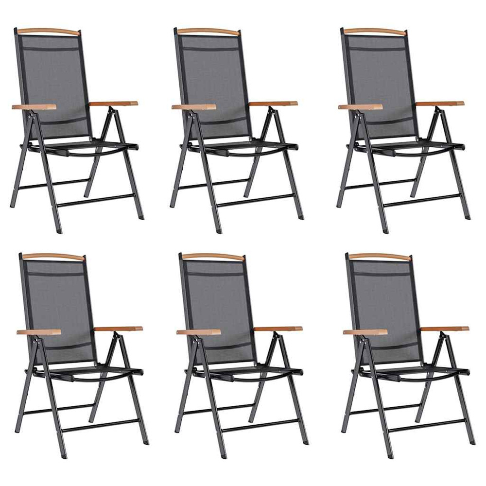 Chaises de jardin pliables lot de 6 textilène noir