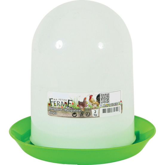 Mangeoire silo en plastique, capacité 2 kg, basse cour